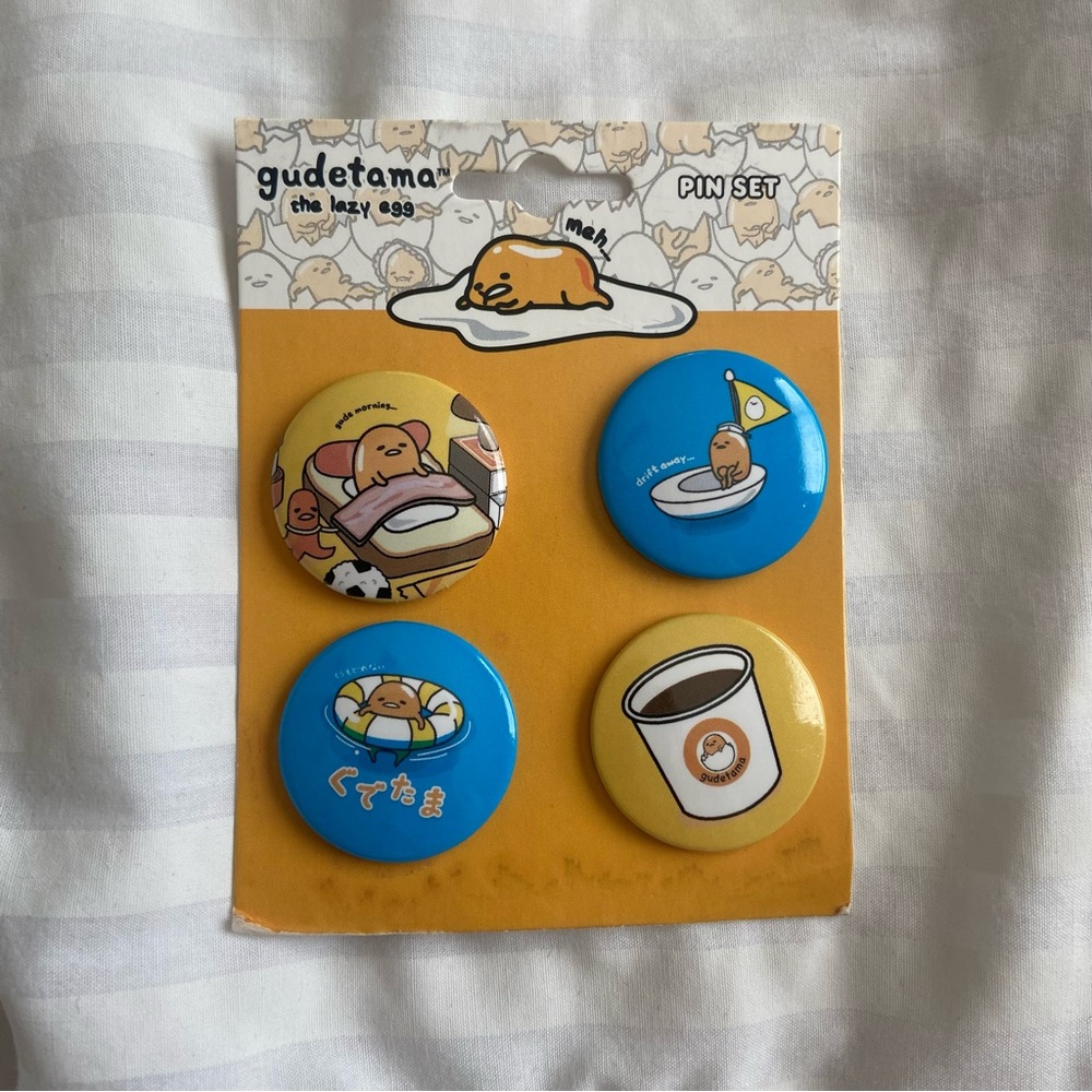 Gudetama The Lazy Egg Pin Set - Blue and Yellow
